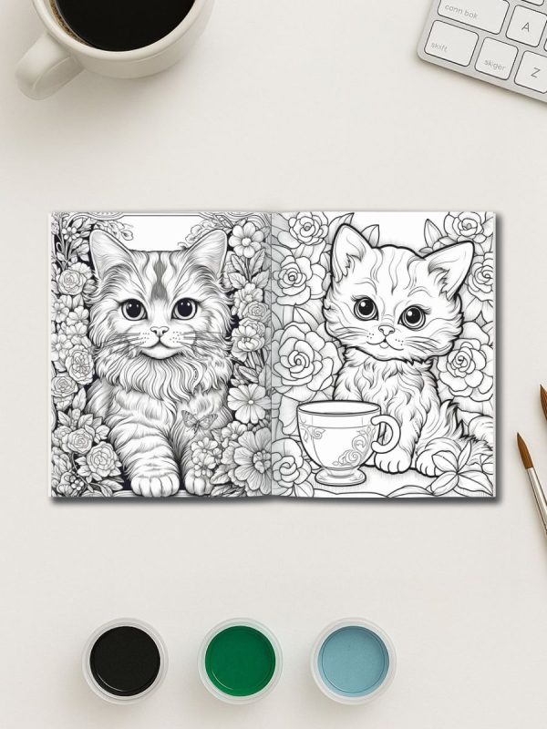 Mini Meows: 70 Adorable Small Cat Coloring Pages for Kids and Adults - Image 3