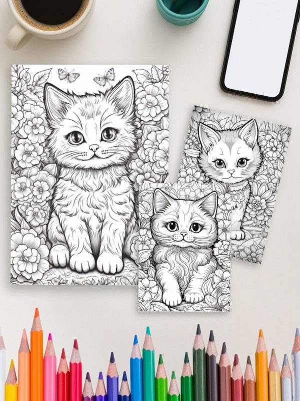 Mini Meows: 70 Adorable Small Cat Coloring Pages for Kids and Adults - Image 4