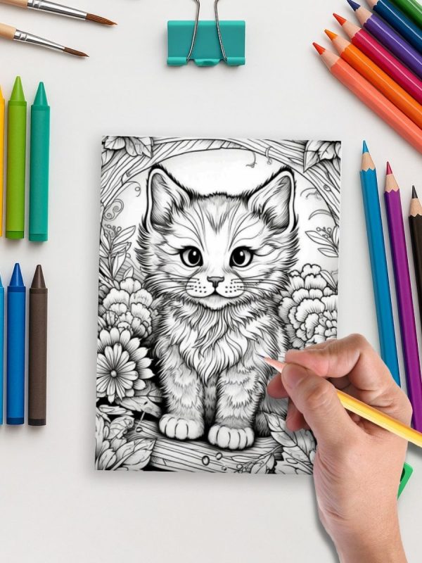 Mini Meows: 70 Adorable Small Cat Coloring Pages for Kids and Adults - Image 5