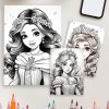 Princess Moments: 120 Elegant Adult Coloring Pages for Relaxation and Creativity - Image 4