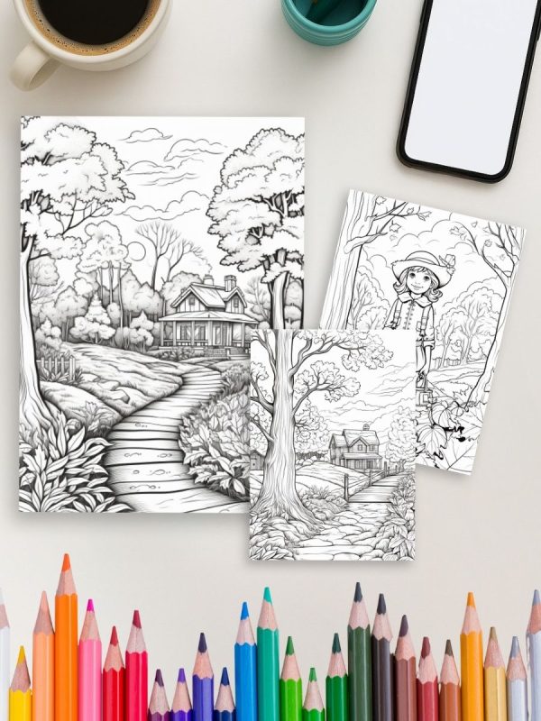 Autumn Dreams: Seasonal Adult Coloring Pages for Relaxation and Creativity - Image 4