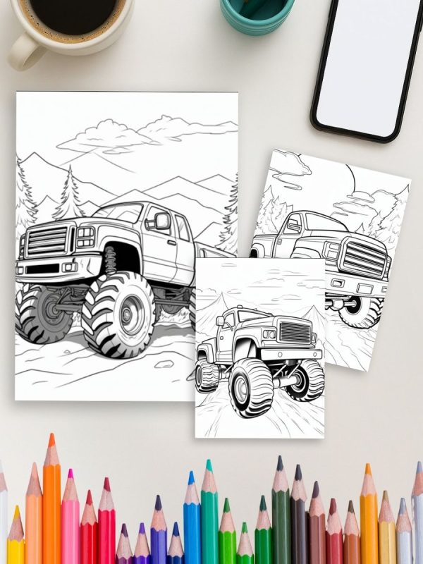 Monster Truck Coloring Pages: Rev Up Your Child's Creativity with Truck Power Designs - Image 4