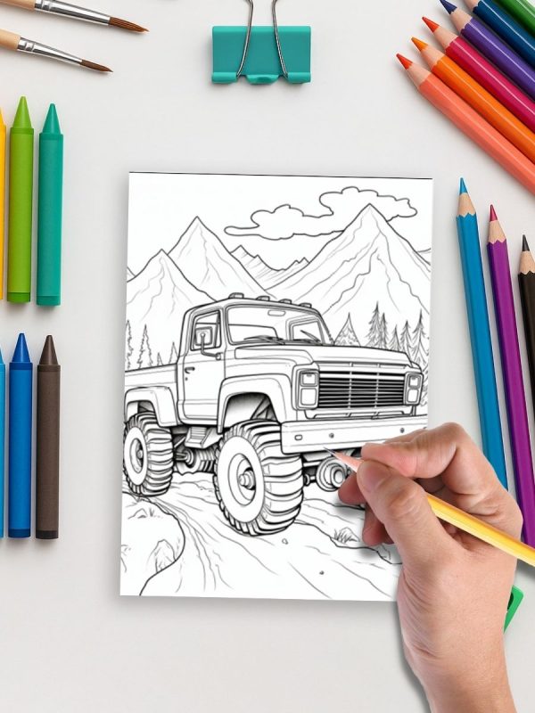 Monster Truck Coloring Pages: Rev Up Your Child's Creativity with Truck Power Designs - Image 5