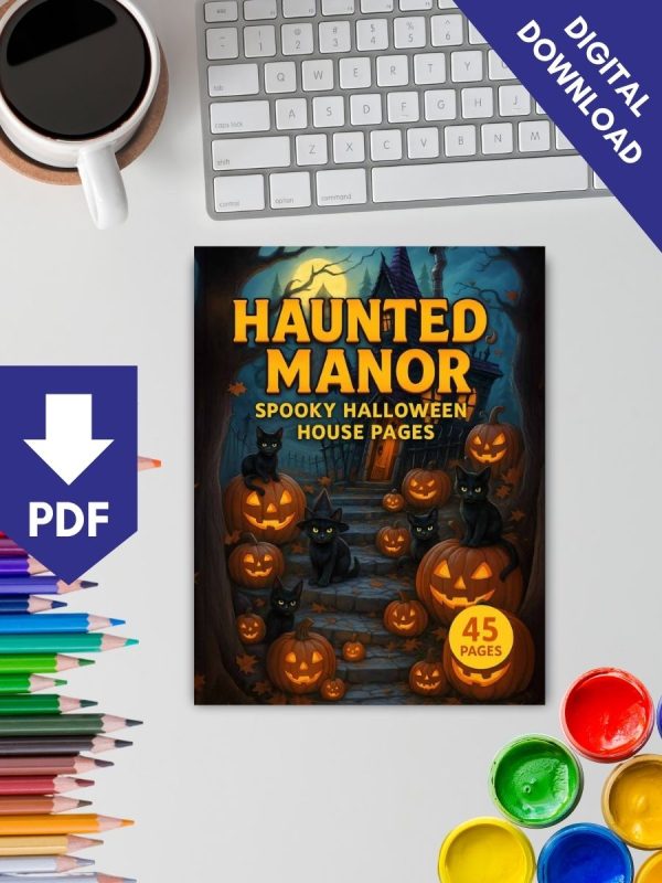 Haunted Manor: 45 Spooky Halloween House Coloring Pages for Kids and Adults - Image 2