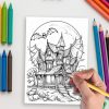 Haunted Manor: 45 Spooky Halloween House Coloring Pages for Kids and Adults - Image 5
