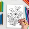 Wild Bloom: 230 Wild Flower Coloring Pages for Relaxation and Creativity - Image 5