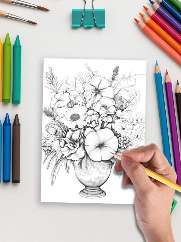 Flowers Coloring Book: Relaxing Floral Designs from Bud to Bloom - Image 5