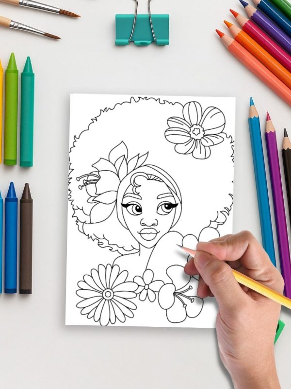 Stunning Black Girl Coloring Pages - Bold and Beautiful Designs - Image 5
