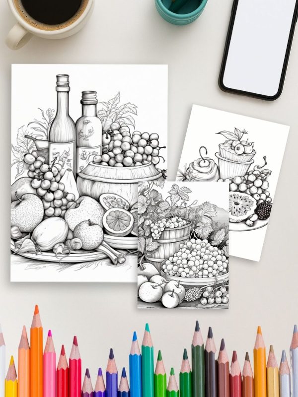 Delicious Food-Themed Coloring Pages for Fun and Relaxation - Image 4