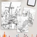 Boho Vistas: Stunning Landscape Coloring Pages for Relaxation and Creativity - Image 4