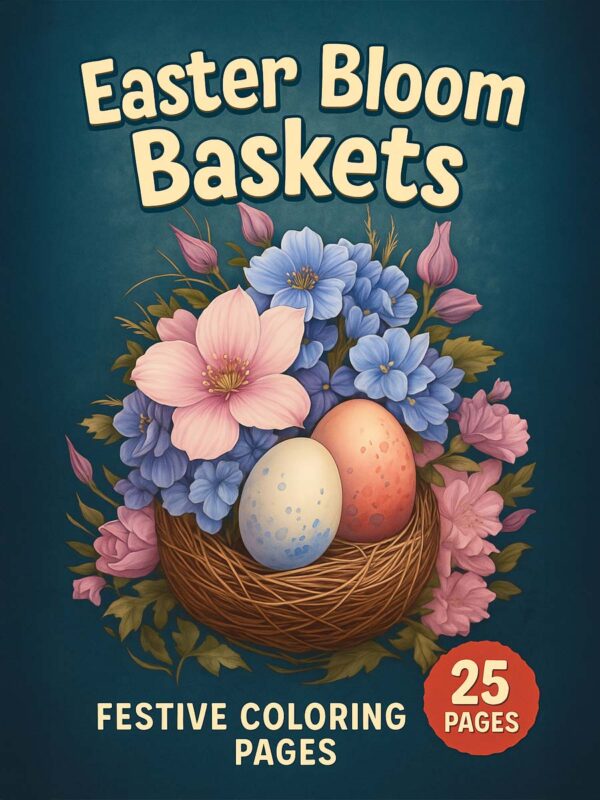 Festive Easter Bloom Baskets Coloring Pages for Spring Fun