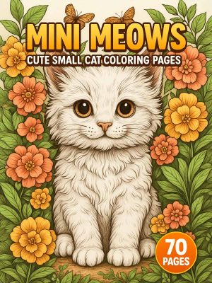 Mini Meows: 70 Adorable Small Cat Coloring Pages for Kids and Adults