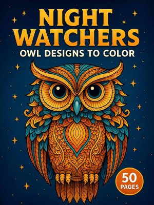 Night Watchers: 50 Owl Coloring Designs for Relaxation and Creativity