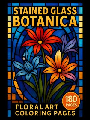 Stunning Botanical Beauty: 180 Stained Glass Floral Art Pages