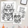 Steampunk Cats Coloring Book: 50 Unique Steampunk-Themed Cat Pages - Image 4
