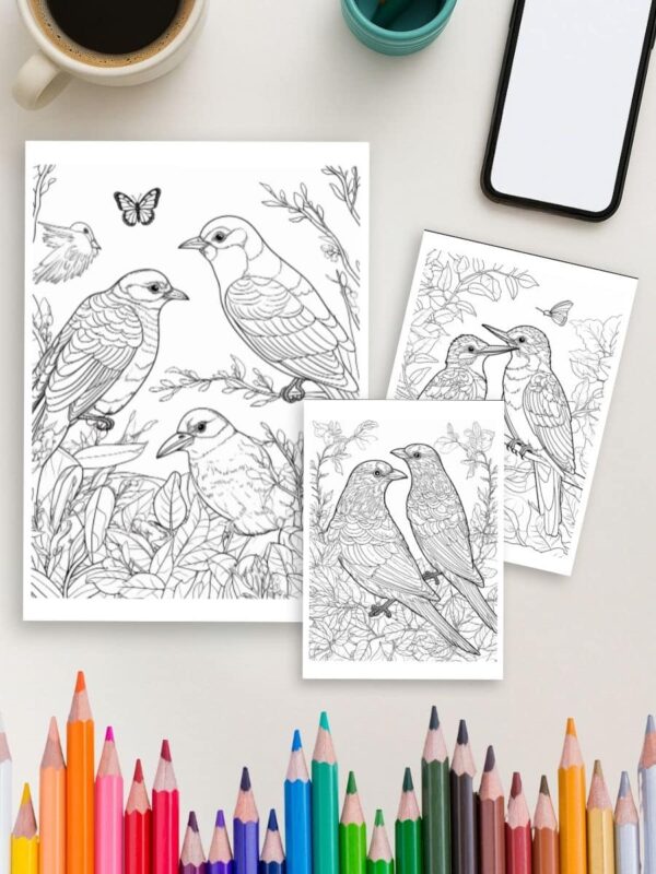 Tranquil Bird Coloring Pages - Relaxing Nature Designs for Adults and Kids - Image 4