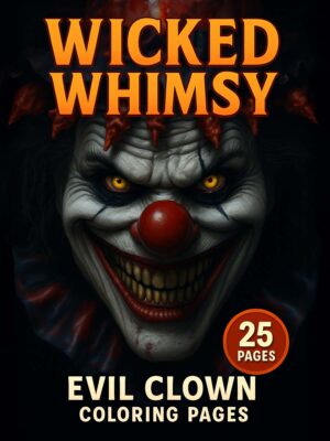 Creepy Evil Clown Coloring Pages for Adults - Wicked Whimsy Collection